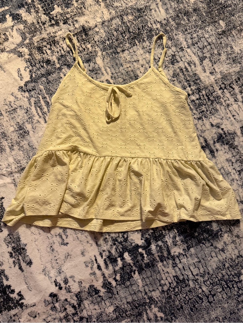 Wallflower Pale Yellow Eyelet Ruffle Cami
